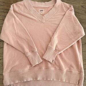 Aerie Oversized Soft Pink/Salmon V-Neck Sweater